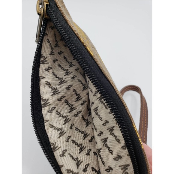 Mona B wristlet distressed brown, gold accent, Many compartments for cards - Picture 3 of 3